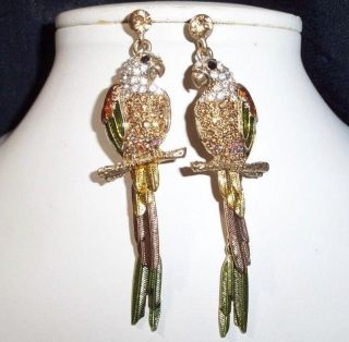 MORE THAN JUST A PRETTY BIRD GOLD DROP CRYSTAL EARRINGS