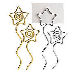 Floral Pick Card Holders Silver, Gold Stars 12 NEW
