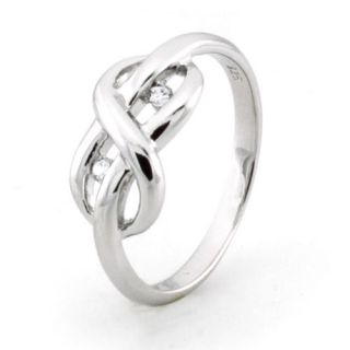 Sterling Silver Infinity Promise Knot Ring w/ Cubic Zirconia