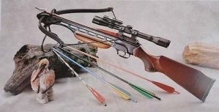 Hunting Crossbow + Scope Laser + 16 Pack of Arrows Broad Heads Cross 