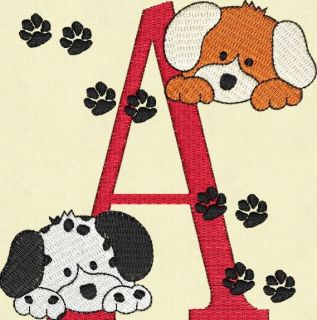 Puppy Dogs Monogram Fonts Machine Embroidery Designs CD