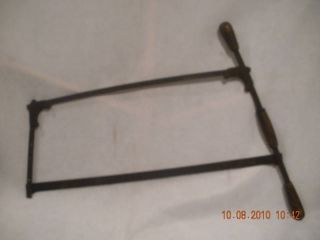 Antique Rare Unmarked Iron Buck Saw Wood Handles
