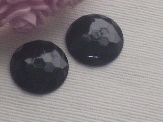 Large Black Diamond Cut Flat Dot Spot Earrings Posts / Studs & Clip On