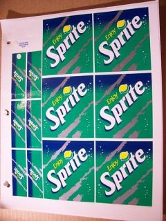 Sprite Soda Machine/Founta​in Labels 6 Large & 6 Small MSA 14016