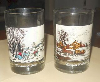 currier ives glasses in Pottery & Glass