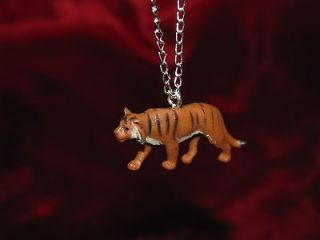   Tiger good luck mini safari charm pendant necklace animal wild cat zoo