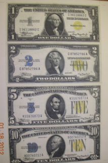   1934 Africa WWII $1 $2  $5  $10 Uncut Currency Sheet US Money Replica