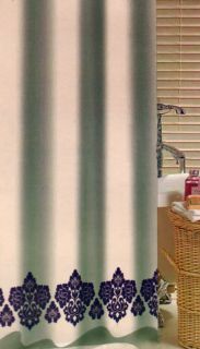   Bathroom Shower Curtain Purple Border Design Metal Grommets NEW NIP