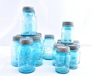 Vintage Ball Blue 1 Quart or Pint Perfect Mason Jars w/ Zinc Lids   $7 