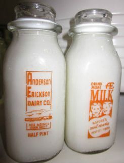 Vintage 1/2 pint Milk Bottles from Anderson Erickson Dairy Co.