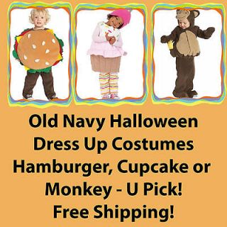 Old Navy Halloween Dress Up Costumes Hamburger,Cupcake,Monkey 0 6 12 