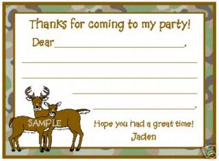 DEER HUNTING BUCK & DOE BIRTHDAY PARTY THANK YOU CARDS