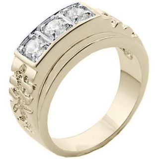 New Mens 14Kt Gold Overlay Fashion CZ Ring   Sizes 8 15