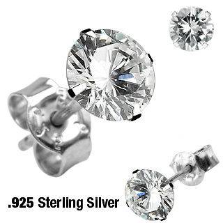   of .925 Sterling Silver Martini Stud Earring with 9mm Round Clear CZ