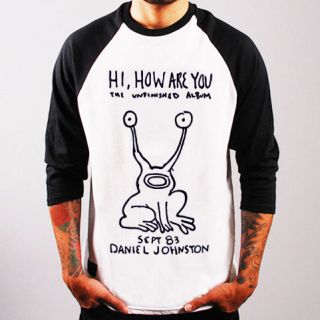 DANIEL JOHNSTON Hi Kurt Nirvana Baseball Jersey t shirt 3/4 sleeve 