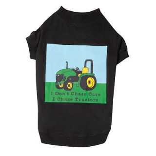   chase cars, I chase tractors S 12L DOG t shirt black Tee pet apparel