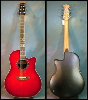 Ovation 2011 1861AX Cherry Acoustic Electric Guitar with Tuner, Setup 
