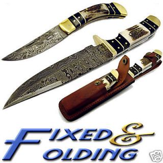 CUSTOM SET OF FIXED & FOLDING BLADE DAMASCUS KNIVES 947