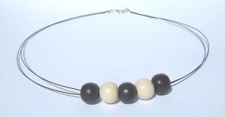 Ideal Fathers day gift brown wood round beads necklace surfer nephew 