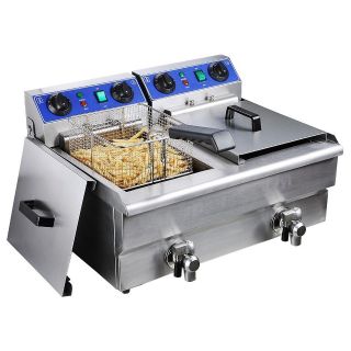 Commercial Electric 20L Deep Fryer w/ Timer and Drain Stainless Steel 