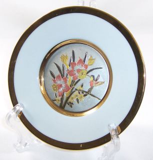 Art of Chokin 6 Decorative Plate Hummingbird Daffodils