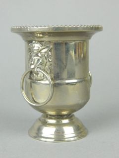   SILVER PLATE PEDESTAL CHAMPAGNE WINE ICE BUCKET TOOTHPICK HOLDER LIONS