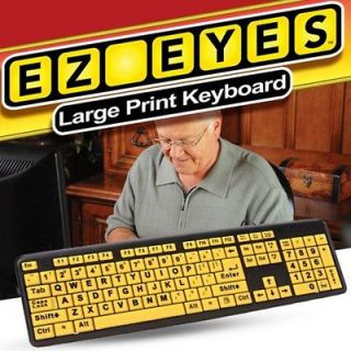 NEW EZ Eyes LARGE PRINT KEYBOARD Senior Elderly Type FAST FREE SHIP