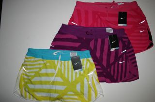 Nike Womens Dri Fit Printed Running Skirt w/ Shorts Yellow Pink 
