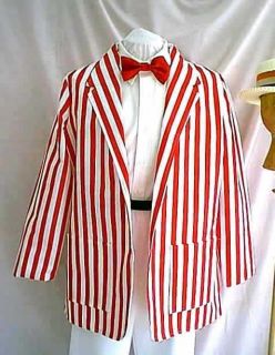 Red and White Striped Costume Blazer Jacket Unisex