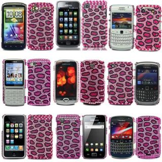Hot Pink Black Diamond Bling Leopard Hard Stylish Case Cover For 