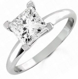   CT PRINCESS CUT ENGAGEMENT Solitaire RING GENUINE 14K SOLID WHITE GOLD
