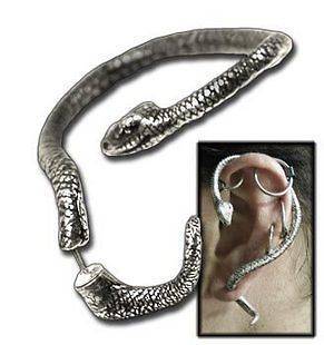 Lovely snake wrapped around female earrings ear bone screws Silver 