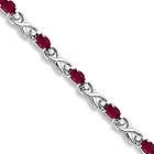   Natural Oval Ruby & Diamond Accented XOXO Link Bracelet 14k White Gold