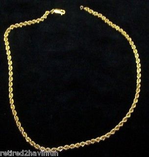 30.00g Solid 14k Gold Tri Mens Diamond Cut Necklace Rope Chain 22 4 