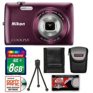 Nikon Coolpix S4300 Digital Camera Plum + Accessory Kit 16MP USA