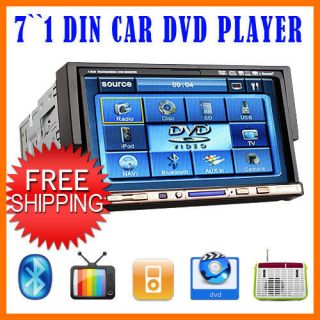 Cool 1 Din 7 Inch Flip Down Car DVD CD VCD Player AUX IN BT Touch 