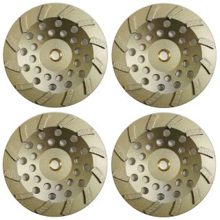 4pk 7” Standard Concrete Turbo Diamond Grinding Cup Wheels for Angle 