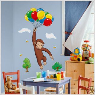 CURIOUS GEORGE 9 wall stickers giant MURAL size decals monkey with 