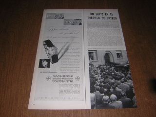 1955 VACHERON CONSTANTIN WATCH 1/2PG ORIGINAL PRINT AD in SPANISH s2