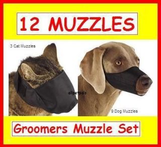 12 Dog Cat MUZZLES grooming groomers vet set pack nylon