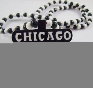 CHICAGO BULLS OX Sign Pendant Beaded Chain Wooden Beads Rosary 