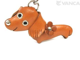 Dachshund Handmade Leather Dog/Animal Bag Charm *VANCA* Made in Japan 