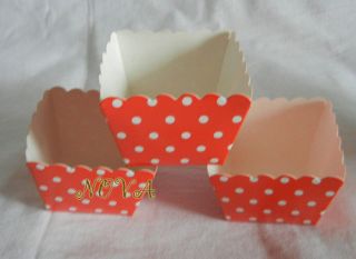 20 Hot Red dot square muffin cases cupcake liners bake