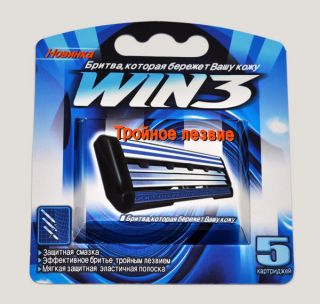 DORCO WIN3 3 BLADES CARTRIDGES PACK OF 5 FITS GILLETTE ATRA RAZORS