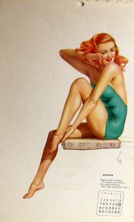 1942 VARGA PIN UP   SEXY BATHING BEAUTY SITS ON DIVING BOARD