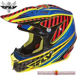 Fly Racing F2 Carbon Fiber Systematic Blue / Red Offroad MX Helmet 