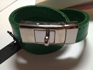   BOX CC Skye Double Wrap Portico Bracelet Green & Silver One Size $155