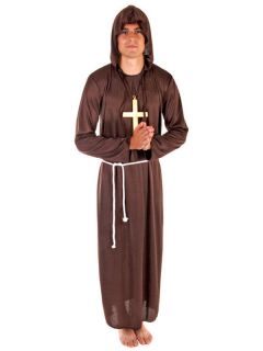 Xl Monk Habit Costume + Cross Mens Fancy Dress Religious Saints Friar 