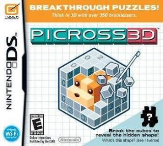 Picross 3D hidden object puzzle Nintendo DS/Lite/DSi/XL​/3DS NEW