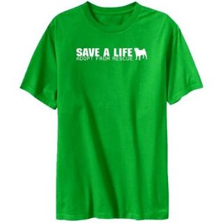 Save A Life Adopt From Rescue Pug Dogs T Shirt Green